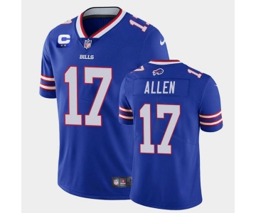 Men's Buffalo Bills #17 Josh Allen With C Patch Royal Vapor Untouchable Limited Stitched Jersey