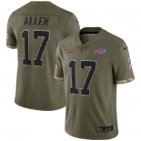 Men's Womens Youth Kids Buffalo Bills #17 Josh Allen Nike 2022 Salute To Service Limited Jersey - Olive