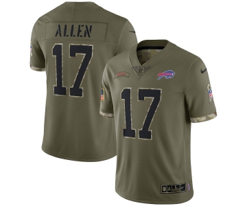 Men's Womens Youth Kids Buffalo Bills #17 Josh Allen Nike 2022 Salute To Service Limited Jersey - Olive