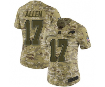 Nike Bills #17 Josh Allen Camo Women's Stitched NFL Limited 2018 Salute to Service Jersey