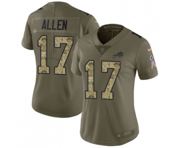 Nike Bills #17 Josh Allen Olive Camo Women's Stitched NFL Limited 2017 Salute to Service Jersey