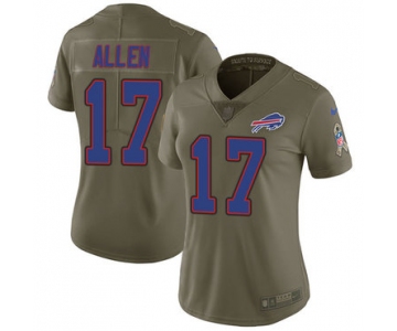 Nike Bills #17 Josh Allen Olive Women's Stitched NFL Limited 2017 Salute to Service Jersey