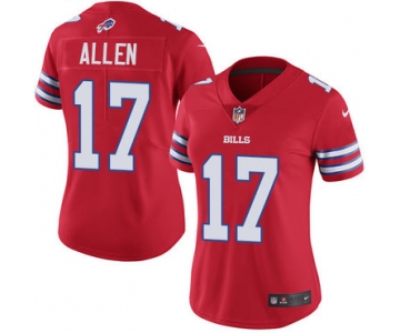 Nike Bills #17 Josh Allen Red Women's Stitched NFL Limited Rush Jersey