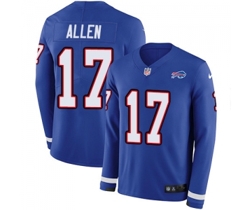 Nike Bills #17 Josh Allen Royal Blue Team Color Men's Stitched NFL Limited Therma Long Sleeve Jersey