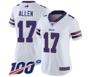 Nike Bills #17 Josh Allen White Women's Stitched NFL 100th Season Vapor Limited Jersey