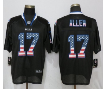 Nike Buffalo Bills #17 Josh Allen Black USA Flag Fashion Elite Jersey