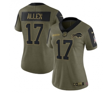 Women's Buffalo Bills #17 Josh Allen Nike Olive 2021 Salute To Service Limited Player Jersey