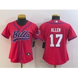 Women's Buffalo Bills #17 Josh Allen Red Stitched Cool Base Nike Baseball Jersey