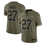 Men's Buffalo Bills #27 Tre'Davious White 2022 Olive Salute To Service Limited Stitched Jersey