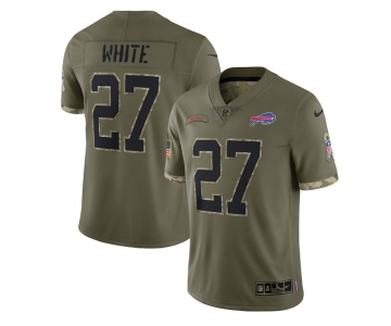 Men's Buffalo Bills #27 Tre'Davious White 2022 Olive Salute To Service Limited Stitched Jersey