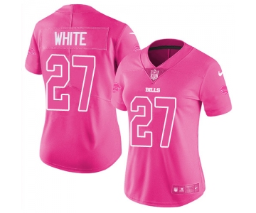 Nike Bills #27 Tre'Davious White Pink Women's Stitched NFL Limited Rush Fashion Jersey