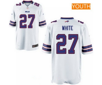 Youth 2017 NFL Draft Buffalo Bills #27 Tre'Davious White White Road Stitched NFL Nike Game Jersey