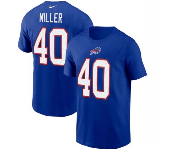Men's Buffalo Bills #40 Von Miller 2022 Blue Name & Number T-Shirt