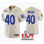 Men's Los Angeles Rams #40 Von Miller 2022 Bone Super Bowl LVI Vapor Limited Stitched Jersey