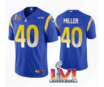 Men's Los Angeles Rams #40 Von Miller 2022 Royal Super Bowl LVI Vapor Limited Stitched Jersey