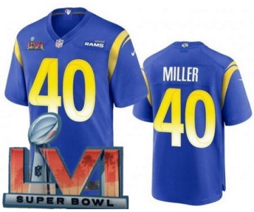 Men's Los Angeles Rams #40 Von Miller Limited Royal 2022 Super Bowl LVI Bound Vapor Jersey