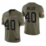 Men's Womens Youth Kids Buffalo Bills #40 Von Miller Nike 2022 Salute To Service Limited Jersey - Olive