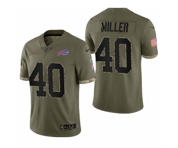 Men's Womens Youth Kids Buffalo Bills #40 Von Miller Nike 2022 Salute To Service Limited Jersey - Olive