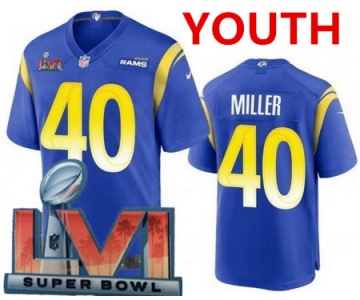 Youth Los Angeles Rams #40 Von Miller Limited Royal 2022 Super Bowl LVI Bound Vapor Jersey