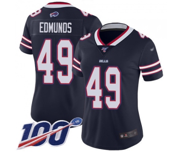 Nike Bills #49 Tremaine Edmunds Navy Women's Stitched NFL Limited Inverted Legend 100th Season Jersey