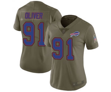 Bills #91 Ed Oliver Olive Women's Stitched Football Limited 2017 Salute to Service Jersey