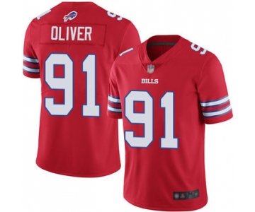 Bills #91 Ed Oliver Red Men's Stitched Football Limited Rush Jersey