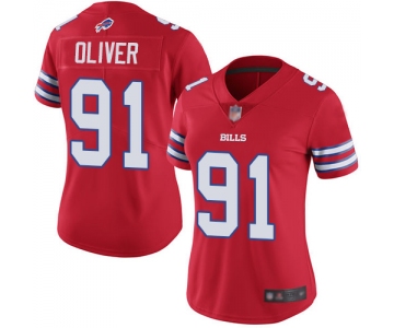 Bills #91 Ed Oliver Red Women's Stitched Football Limited Rush Jersey