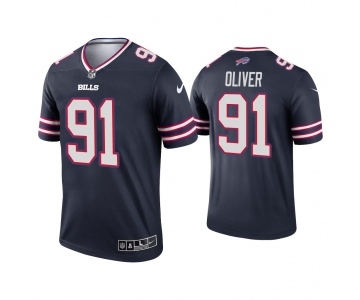 Men's Womens Youth Kids Buffalo Bills #91 Ed Oliver Navy Stitched NFL Limited Inverted Legend Jersey