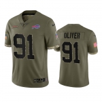 Men's Womens Youth Kids Buffalo Bills #91 Ed Oliver Nike 2022 Salute To Service Limited Jersey - Olive