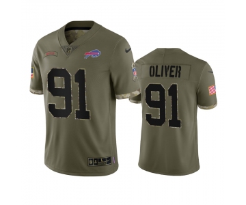 Men's Womens Youth Kids Buffalo Bills #91 Ed Oliver Nike 2022 Salute To Service Limited Jersey - Olive