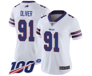 Nike Bills #91 Ed Oliver White Women's Stitched NFL 100th Season Vapor Limited Jersey