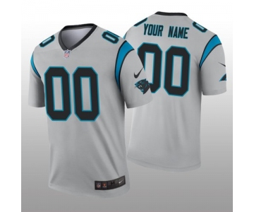 Men's Carolina Panthers Custom Silver Inverted Legend Jersey