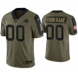 Men's Olive Carolina Panthers ACTIVE PLAYER Custom 2021 Salute To Service Limited Stitched Jersey
