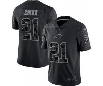 Men's Womens Youth Kids Carolina Panthers #21 Jeremy Chinn Nike Black RFLCTV Limited Jersey