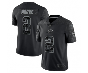 Men's Womens Youth Kids Carolina Panthers #2 D.J. Moore Nike Black RFLCTV Limited Jersey