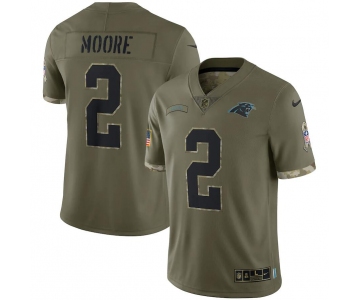 Men's Womens Youth Kids Carolina Panthers #2 D.J. Moore Nike Olive 2022 Salute To Service Limited Jersey