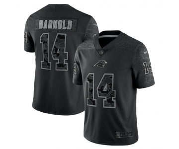 Men's Womens Youth Kids Carolina Panthers #14 Sam Darnold Nike Black RFLCTV Limited Jersey