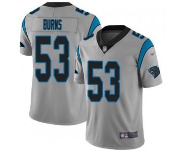 Men's Womens Youth Kids Carolina Panthers #53 Brian Burns Silver Stitched NFL Limited Inverted Legend Jersey