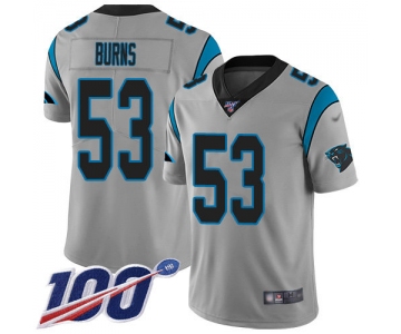 Nike Panthers #53 Brian Burns Silver Men's Stitched NFL Limited Inverted Legend 100th Season Jersey