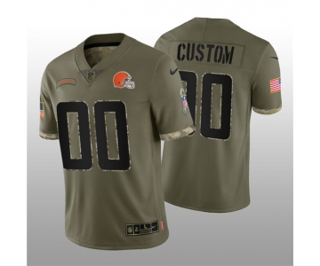 Men's Cleveland Browns ACTIVE PLAYER Custom 2022 Olive Salute To Service Limited Stitched Jersey