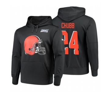 Cleveland Browns #24 Nick Chubb Nike NFL 100 Primary Logo Circuit Name & Number Pullover Hoodie Anthracite