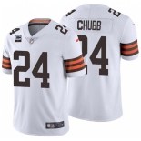 Men's Cleveland Browns 2022 #24 Nick Chubb White With 1-star C Patch Vapor Untouchable Limited NFL Stitched Jersey