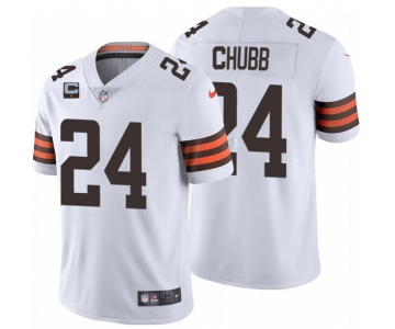 Men's Cleveland Browns 2022 #24 Nick Chubb White With 1-star C Patch Vapor Untouchable Limited NFL Stitched Jersey