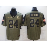 Men's Cleveland Browns #24 Nick Chubb Nike Olive 2021 Salute To Service Limited Player Jersey