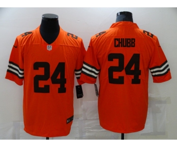 Men's Cleveland Browns #24 Nick Chubb Orange 2021 Inverted Legend Stitched Nike Limited Jersey