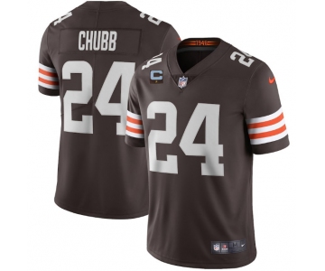 Men's Womens Youth Kids Cleveland Browns #24 Nick Chubb Brown With 1-star C Patch Vapor Untouchable Limited NFL Stitched Jersey