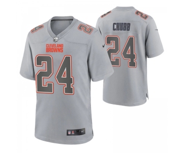 Men's Womens Youth Kids Cleveland Browns #24 Nick Chubb Gray Atmosphere Game Jersey