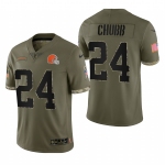 Men's Womens Youth Kids Cleveland Browns #24 Nick Chubb Olive 2023 Salute To Service Limited Nike Jersey