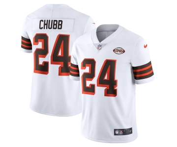 Men's Womens Youth Kids Cleveland Browns #24 Nick Chubb White 1946 Collection Vapor Untouchable Limited Stitched Jersey