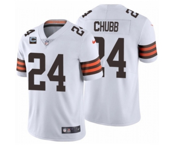 Men's Womens Youth Kids Cleveland Browns #24 Nick Chubb White With 1-star C Patch Vapor Untouchable Limited NFL Stitched Jersey